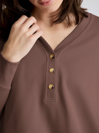 Women's Waffle Long Sleeve Henley